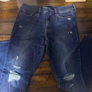 Old Navy Dark Blue Distressed Skinny Jeans